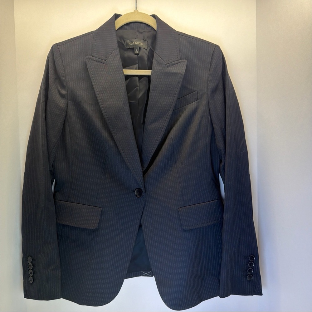 Talbots Black Pinstripe Single-Button Blazer - image 6